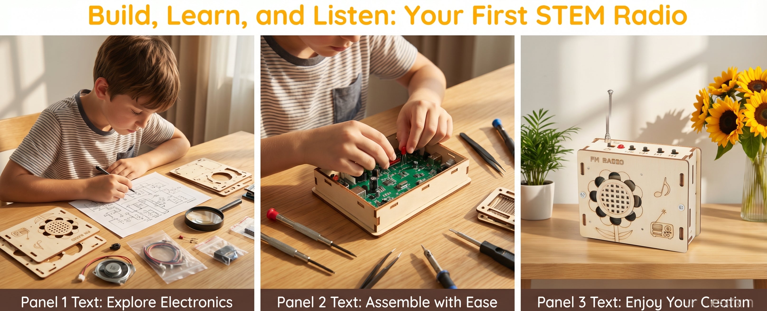 DIY FM Radio Kit for Kids | Hand-Assembled STEM Toy | Safe Non-Toxic Material | Boost Hands-On Ability & Brain Development