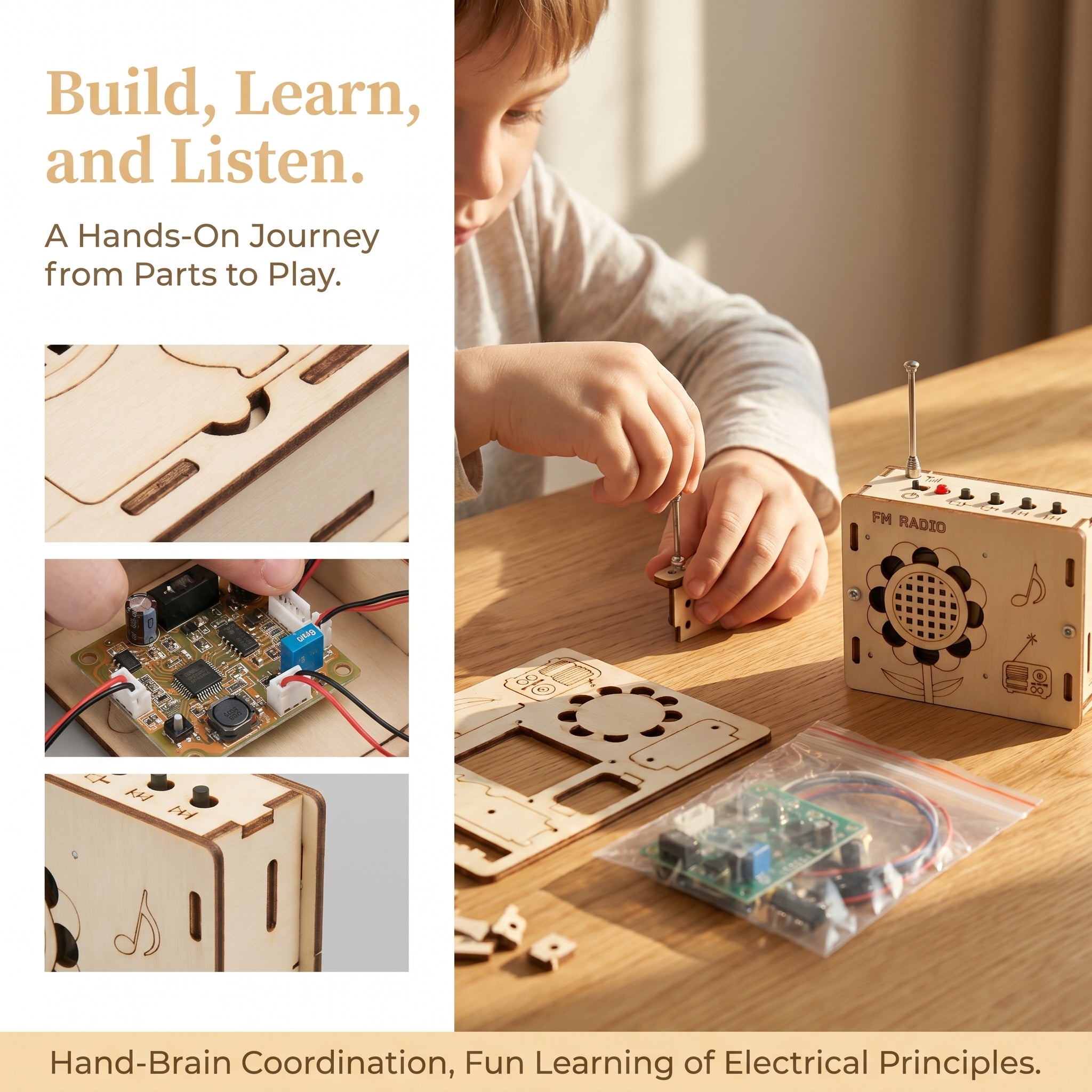 DIY FM Radio Kit for Kids | Hand-Assembled STEM Toy | Safe Non-Toxic Material | Boost Hands-On Ability & Brain Development