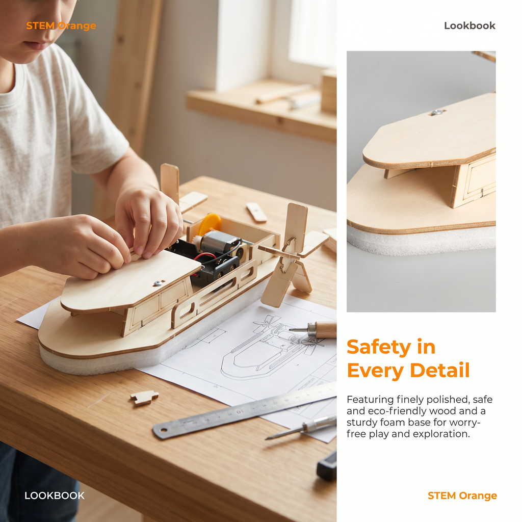 DIY Wooden Foam Boat Kit | Handmade Assembly | Safe Material | Kids STEM Educational Toy