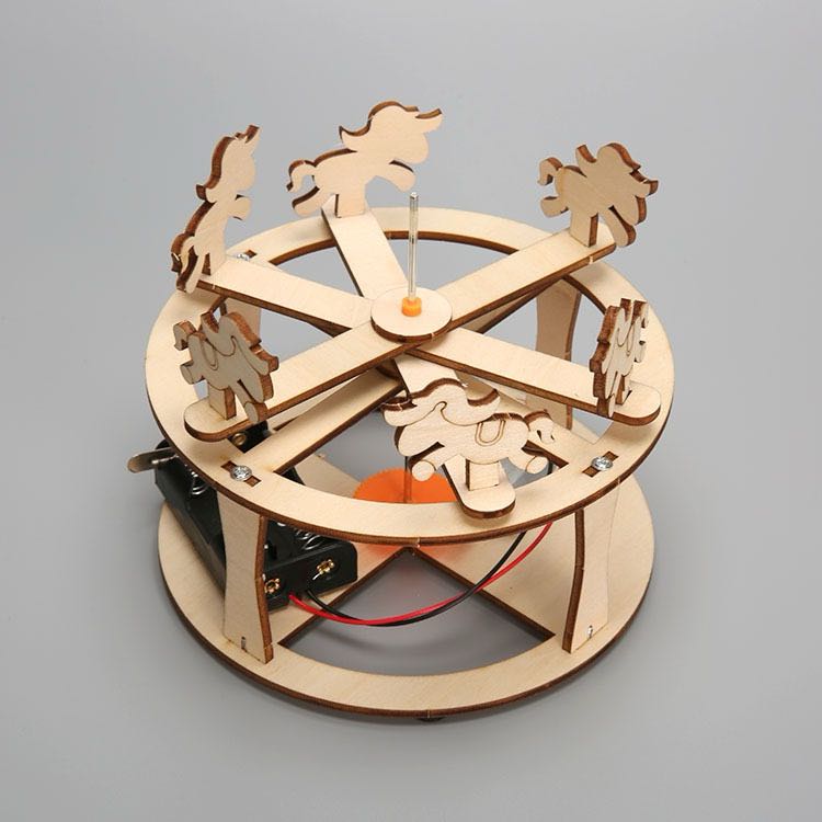 DIY Wooden Carousel Kit | Hand-Assembled | Safe Smooth Material | Kids STEM Educational Toy